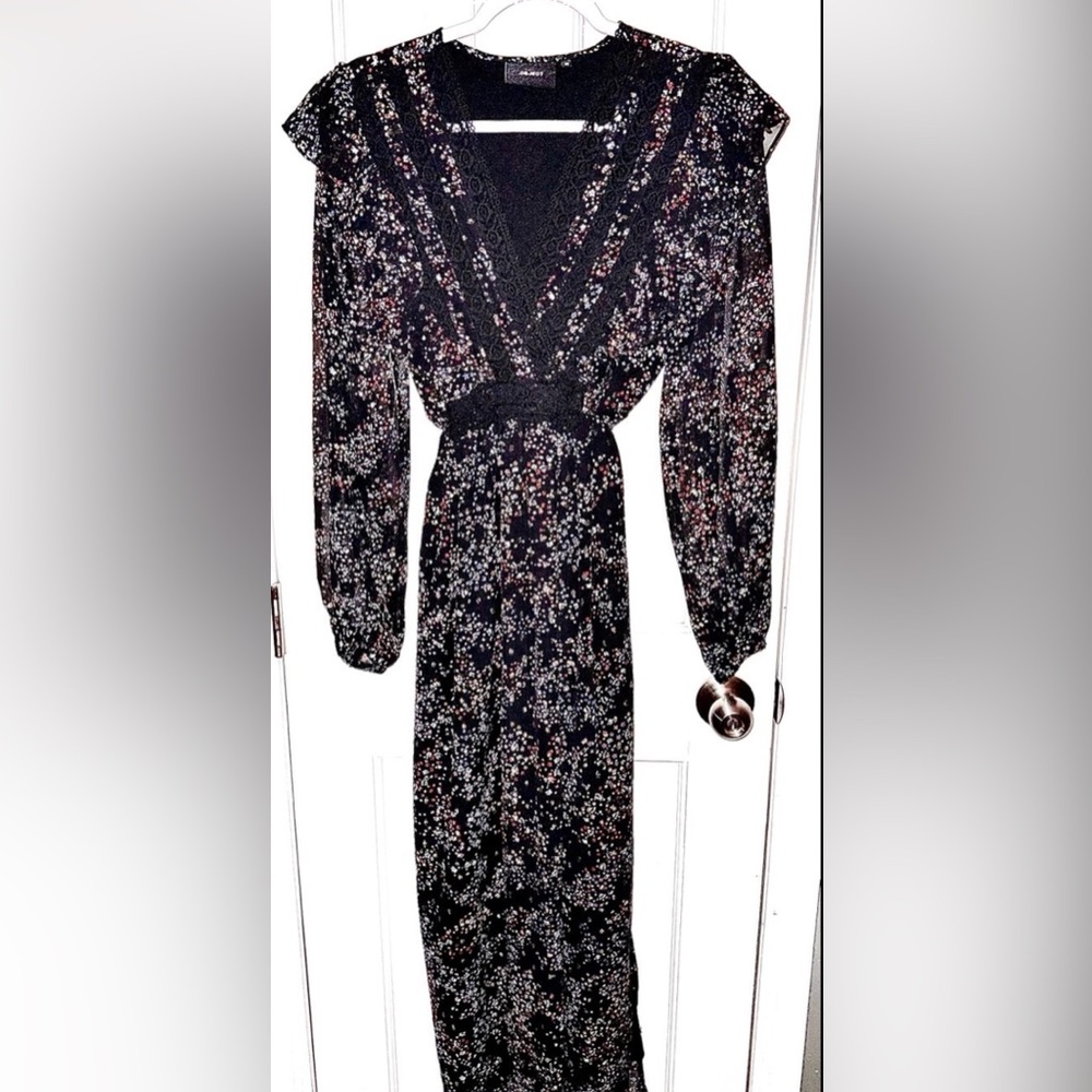 new • .object milo long sleeve metallic maxi dress